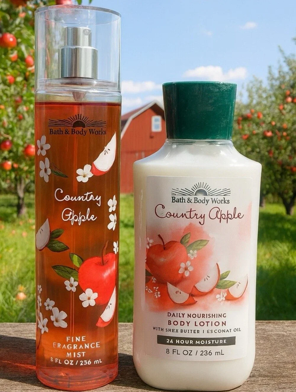 Bath & Body Works Country Apple Fragrance Mist & Body Lotion Set New Ultra RARE